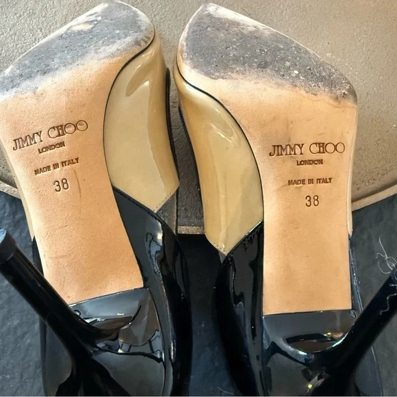 Jimmy Choo Black and Cream Color Block Cut Out Heels